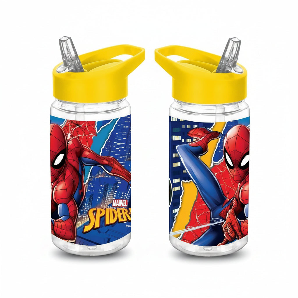 Botella con pajita Spiderman Marvel de plástico 450ml
