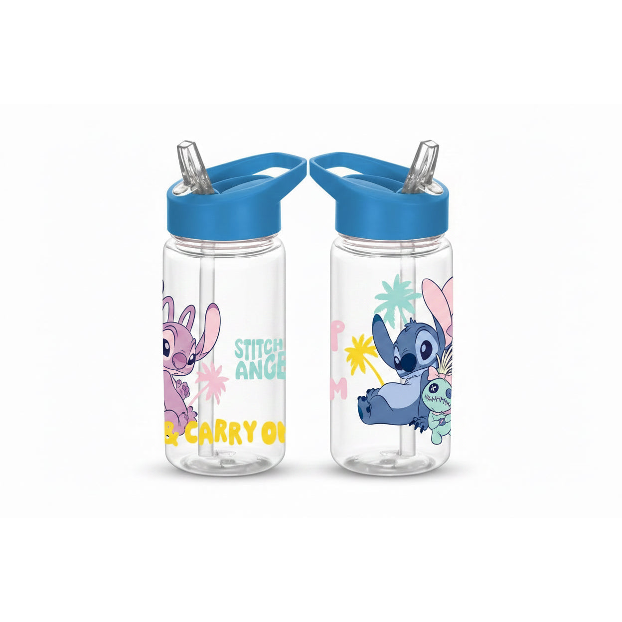 Botella con pajita Stitch Disney de plástico 450ml