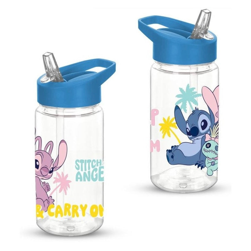 Botella con pajita Stitch Disney de plástico 450ml