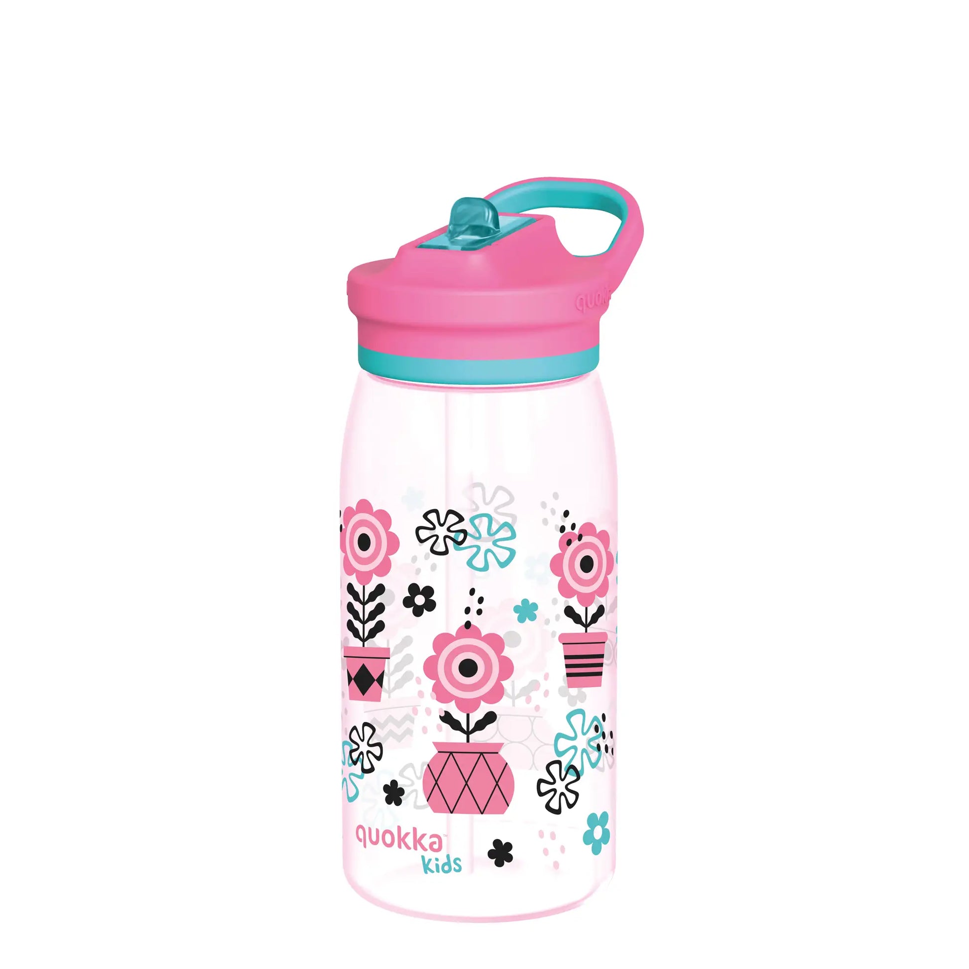 Botella plástico QUOKKA GLOW MELODIC FLOWERS con pajita 580ML
