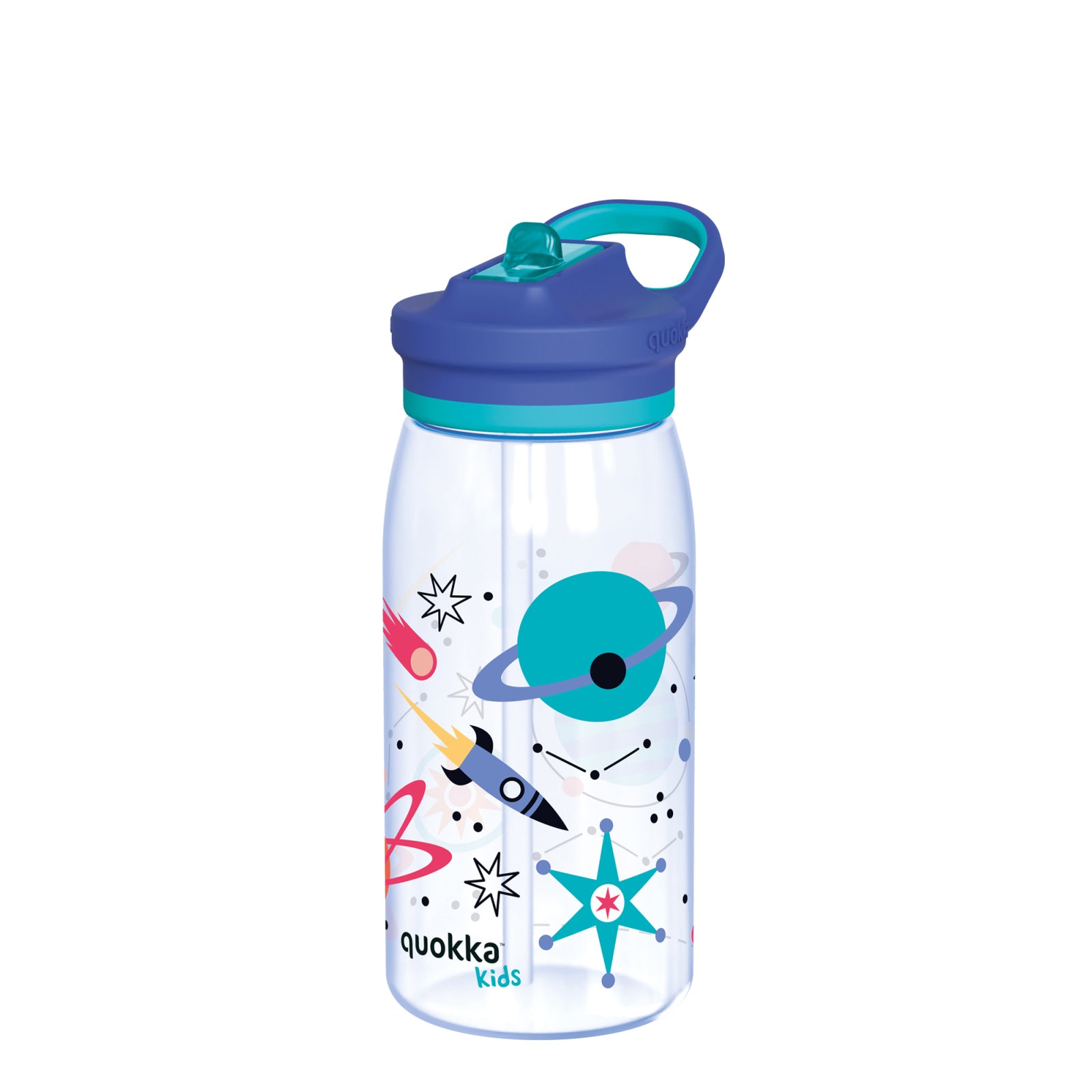 Botella plástico QUOKKA GLOW SPACE con pajita 580ML