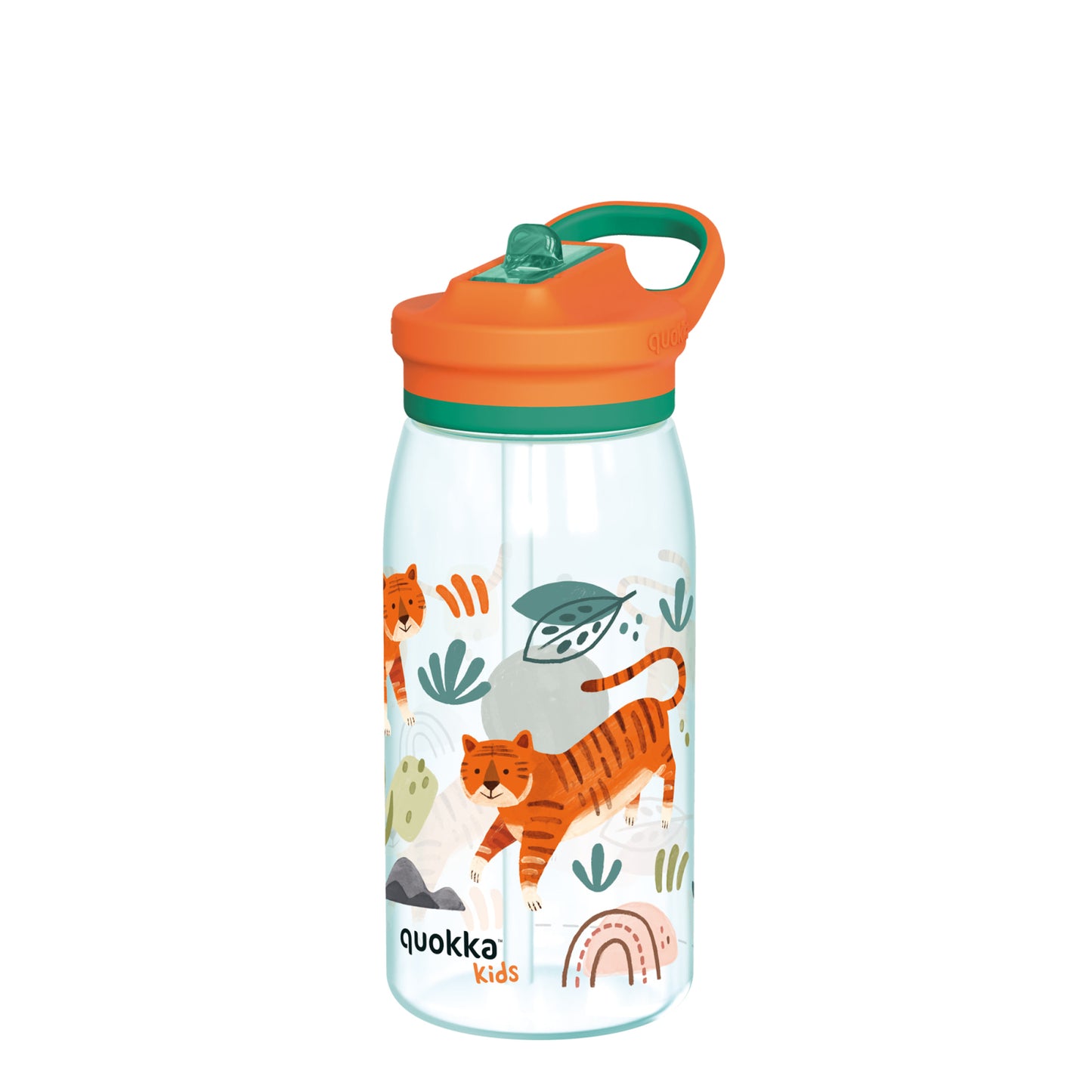 Botella plástico QUOKKA GLOW TIGERS con pajita 580ML