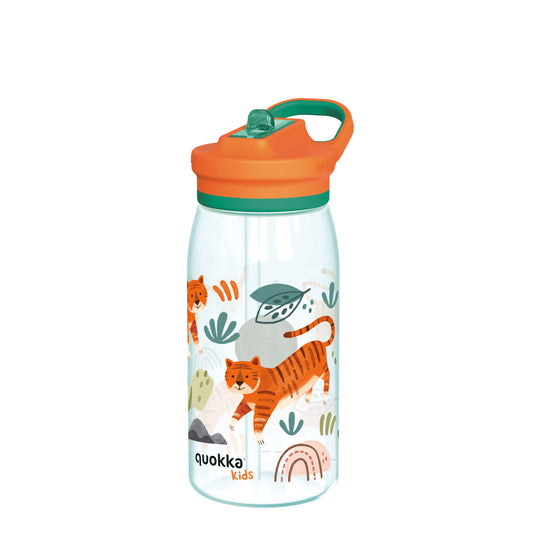 Botella plástico QUOKKA GLOW TIGERS con pajita 580ML