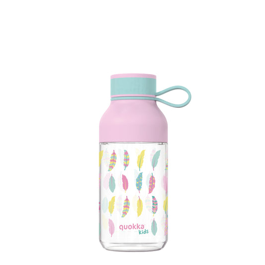 Botella plástico QUOKKA ICE KIDS FEATHERS con colgador 430ML