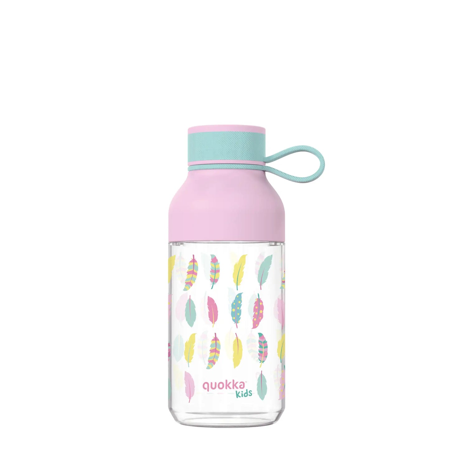 Botella plástico QUOKKA ICE KIDS FEATHERS con colgador 430ML