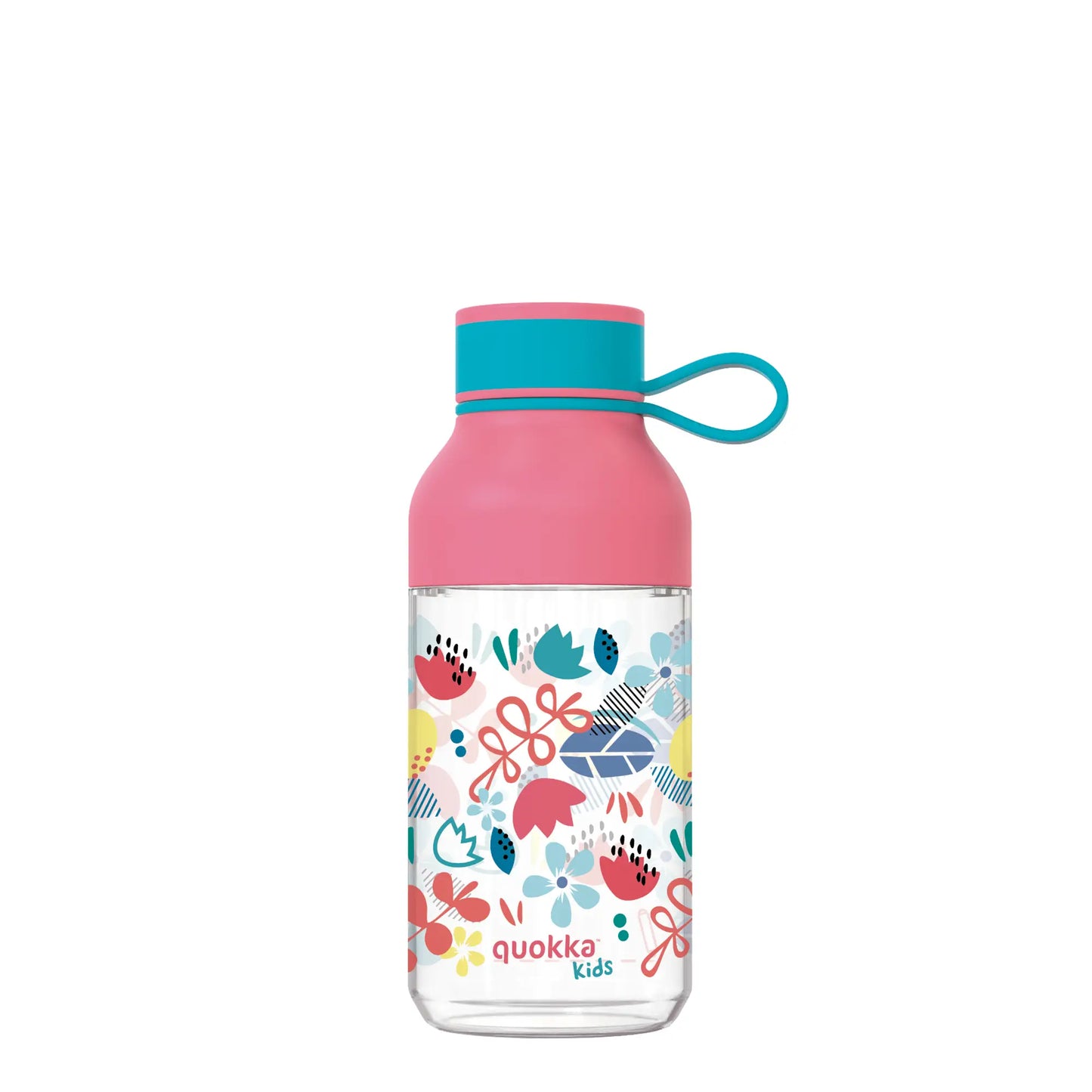 Botella plástico QUOKKA ICE KIDS FLOWERS con colgador 430ML