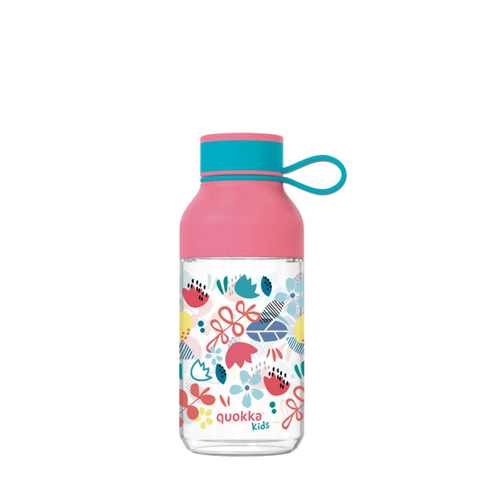 Botella plástico QUOKKA ICE KIDS FLOWERS con colgador 430ML