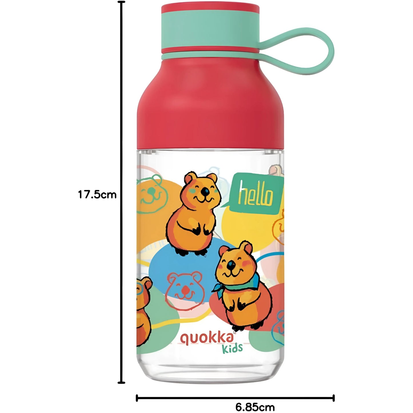 Botella plástico QUOKKA ICE KIDS HAPPY con colgador 430ML