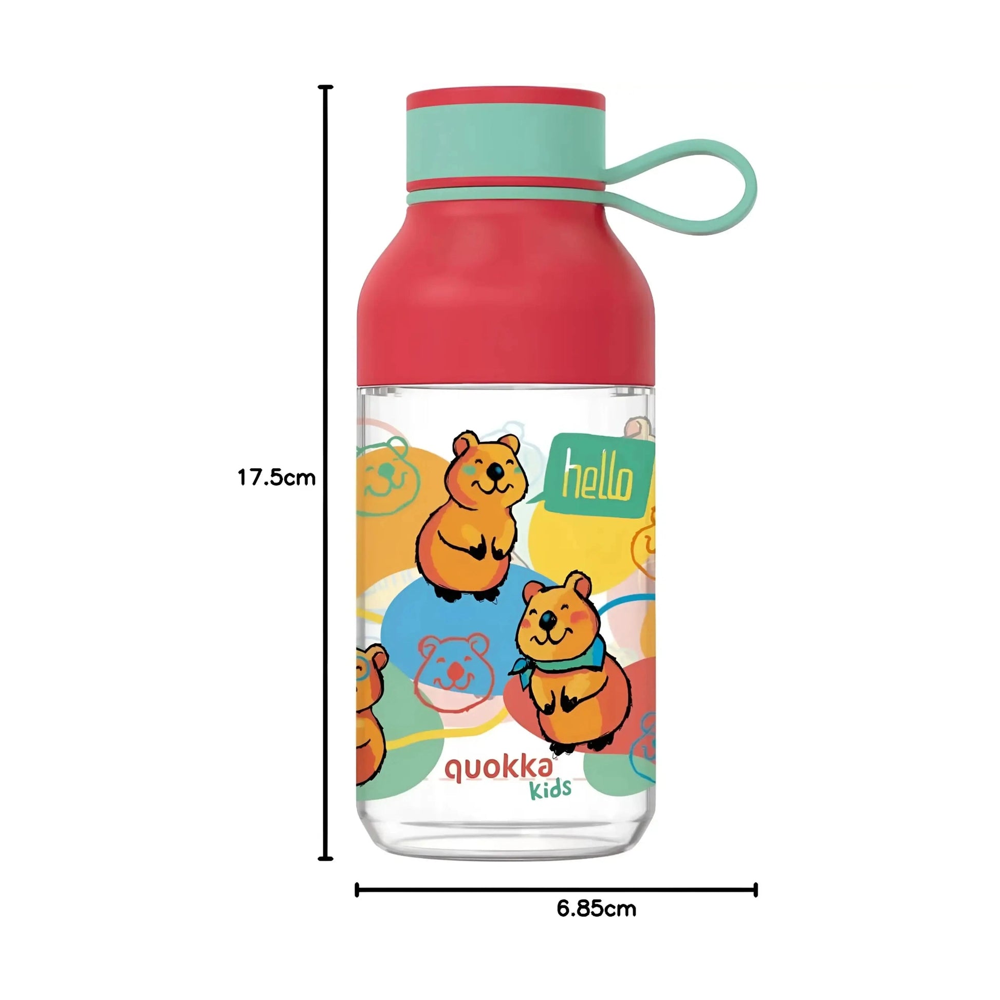 Botella plástico QUOKKA ICE KIDS HAPPY con colgador 430ML