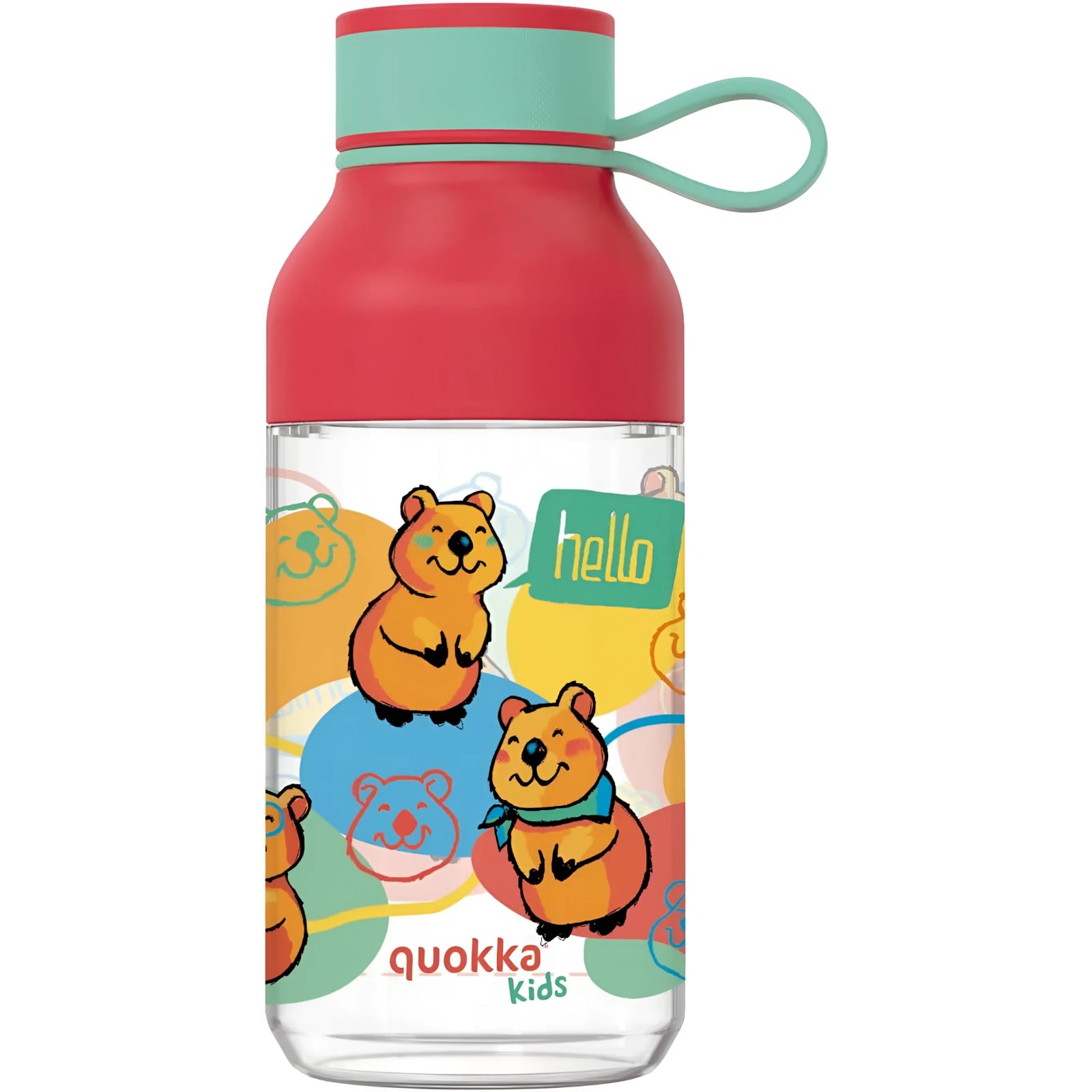 Botella plástico QUOKKA ICE KIDS HAPPY con colgador 430ML