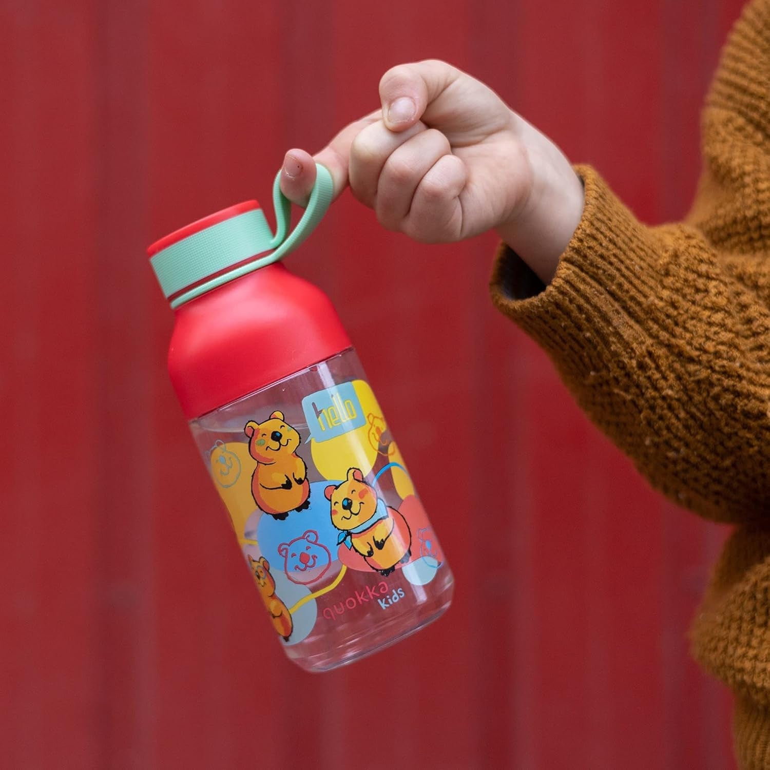 Botella plástico QUOKKA ICE KIDS HAPPY con colgador 430ML