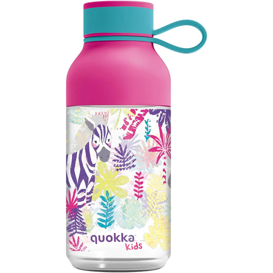 Botella plástico QUOKKA ICE KIDS ZEBRAS con colgador 430ML