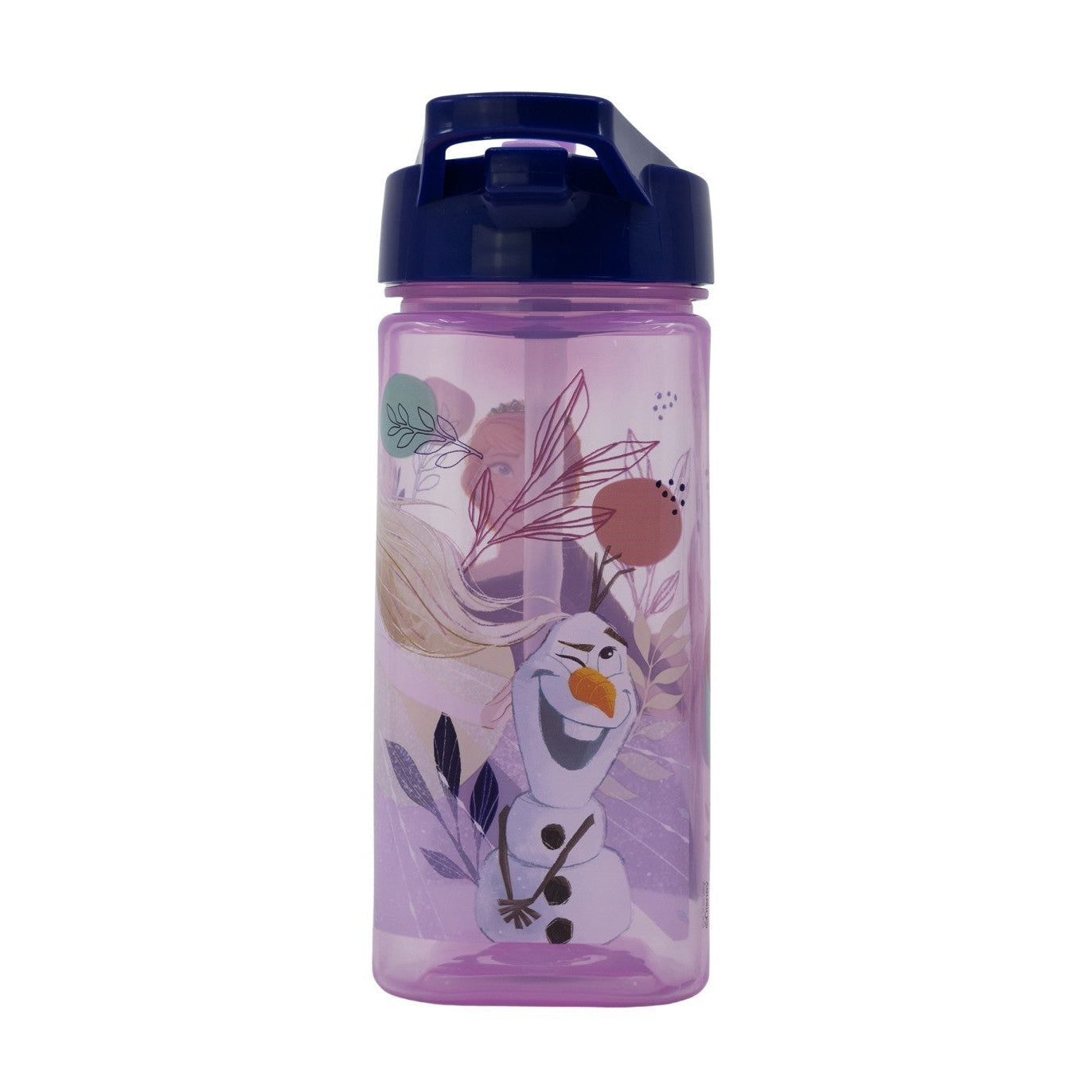 Botella square 510ml Frozen Anna y Elsa con pajita