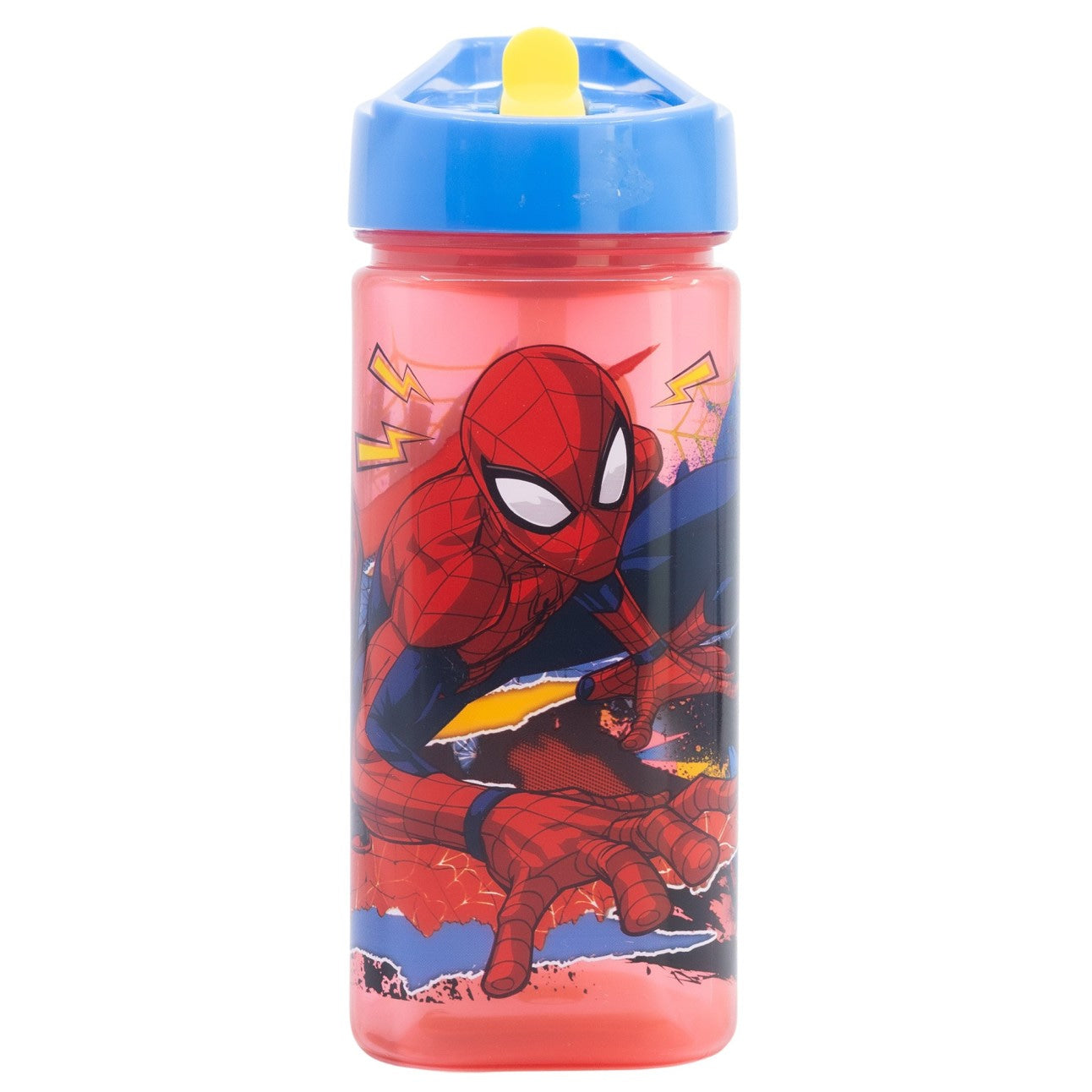 Botella square 510ml Spiderman Marvel con pajita