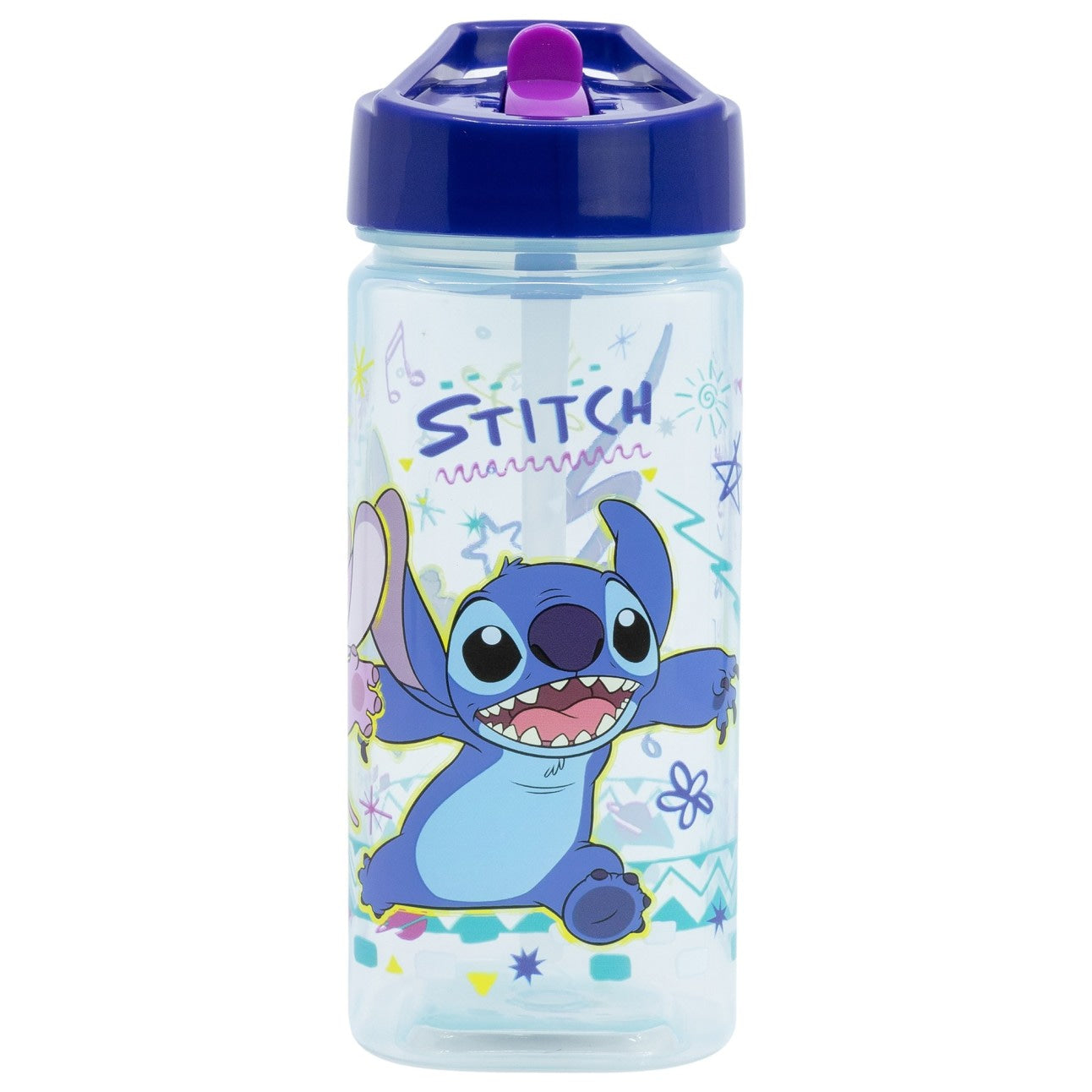 Botella square 510ml Stitch con pajita