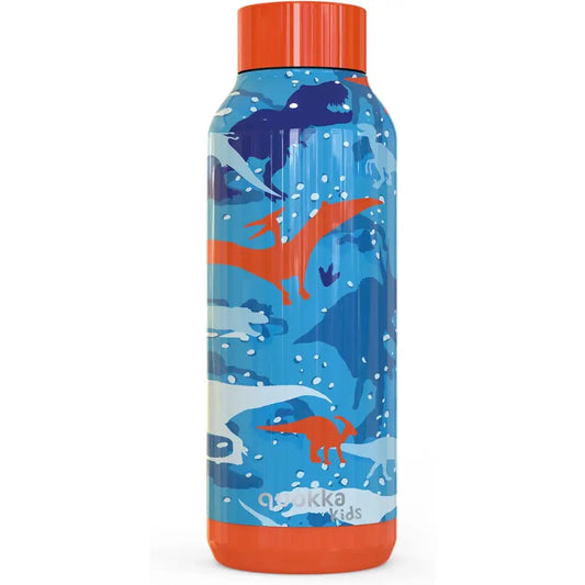 Botella térmica Quokka Kids Dinosaurios 510ml mantiene frío y calor para todo tipo de bebidas niños infantil acero