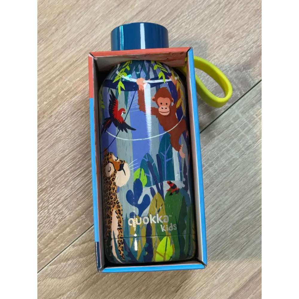 Botella térmica Quokka Kids Solid Jungle 330ml mantiene frío y calor para todo tipo de bebidas niños infantil acero