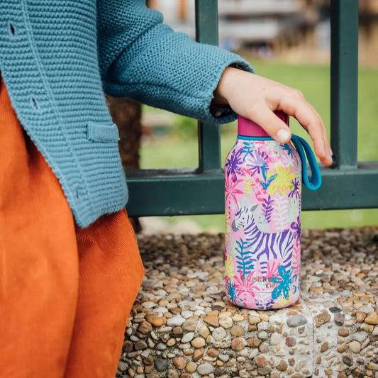 Botella térmica Quokka Kids Zebras 330ml mantiene frío y calor para todo tipo de bebidas niños infantil acero inoxidable