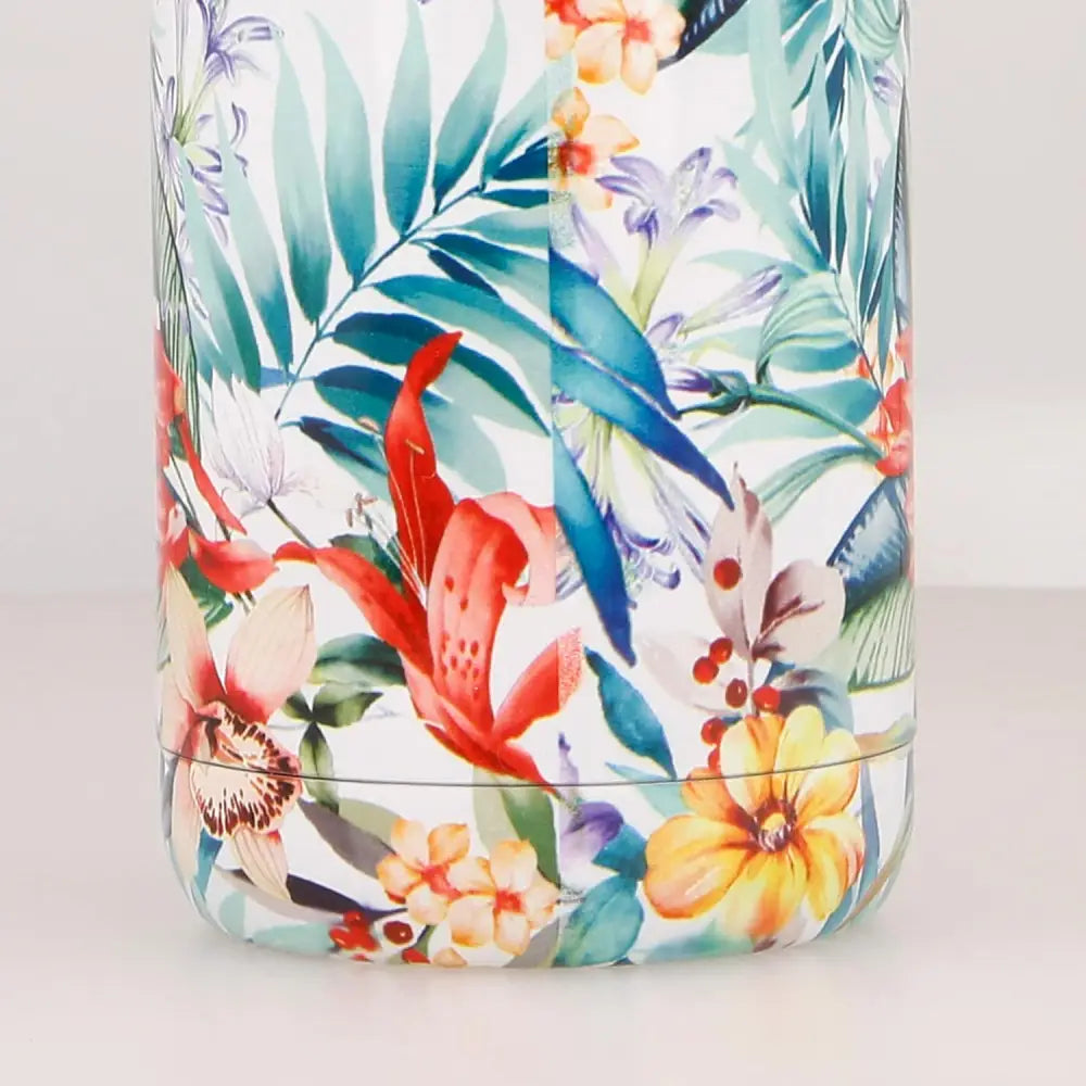 Botella térmica Quokka Solid Orchid garden 630ml mantiene frío y calor para todo tipo de bebidas niños adultos acero