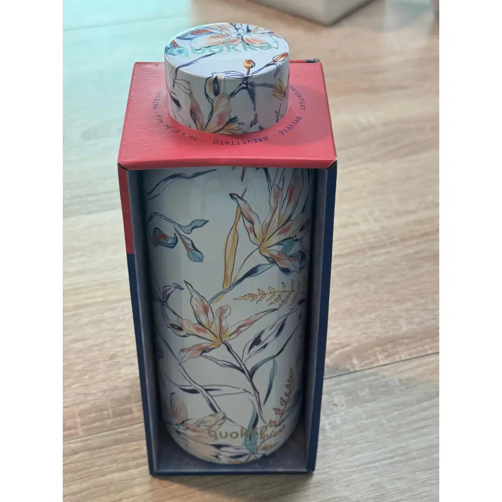 Botella térmica Quokka Solid Vintage Floral 630ml mantiene frío y calor para todo tipo de bebidas niños adultos acero