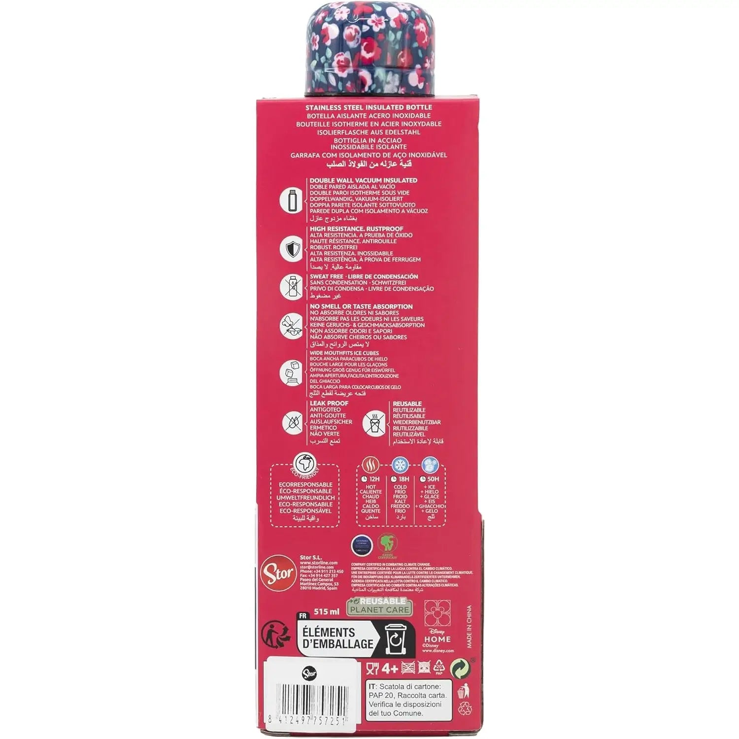 Botella termo acero inoxidable 515ml MINNIE MOUSE GARDENING