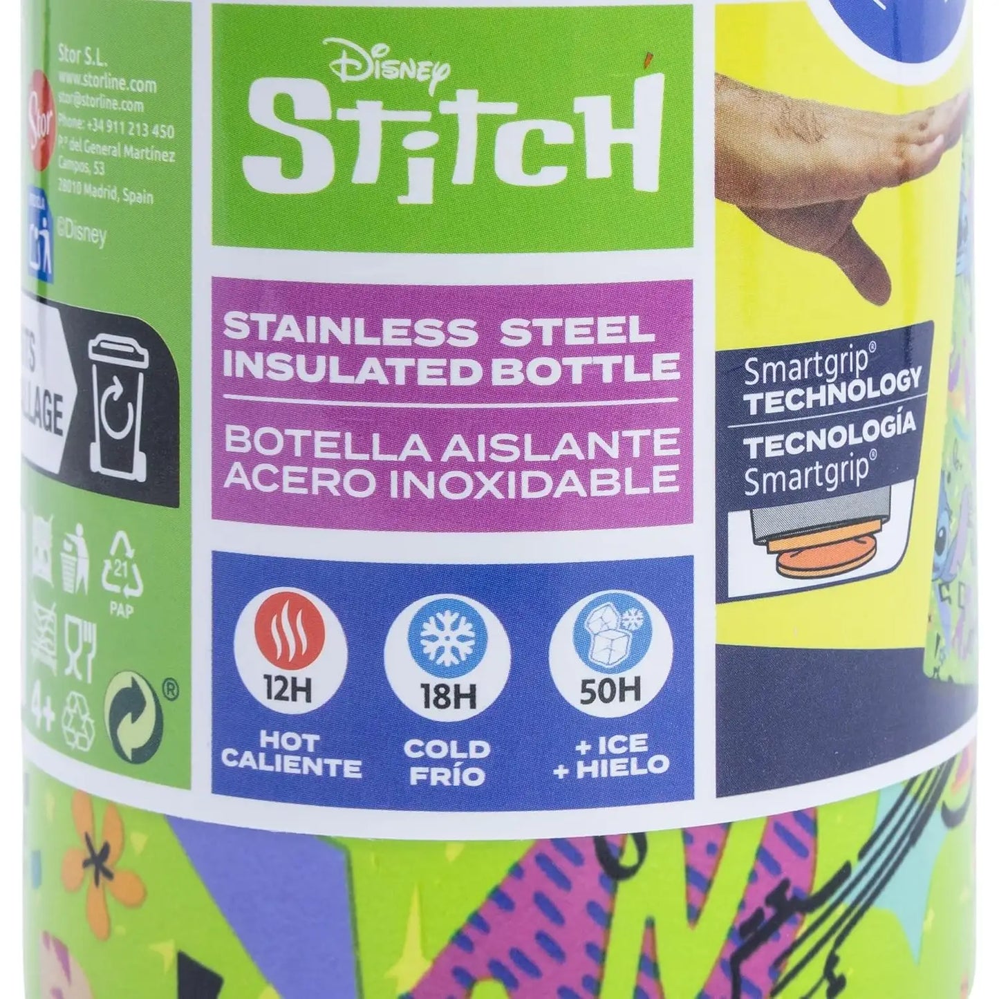 Botella termo acero inoxidable 515ml STITCH GREEN PARTY