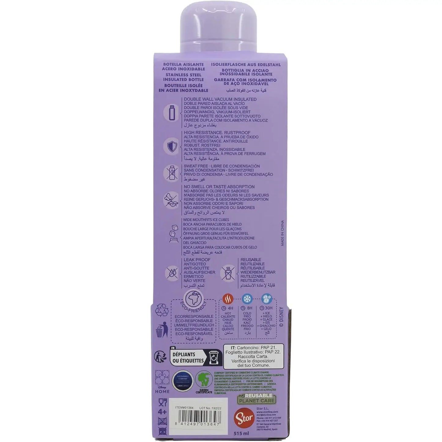 Botella termo acero inoxidable 515ml STITCH PALMS