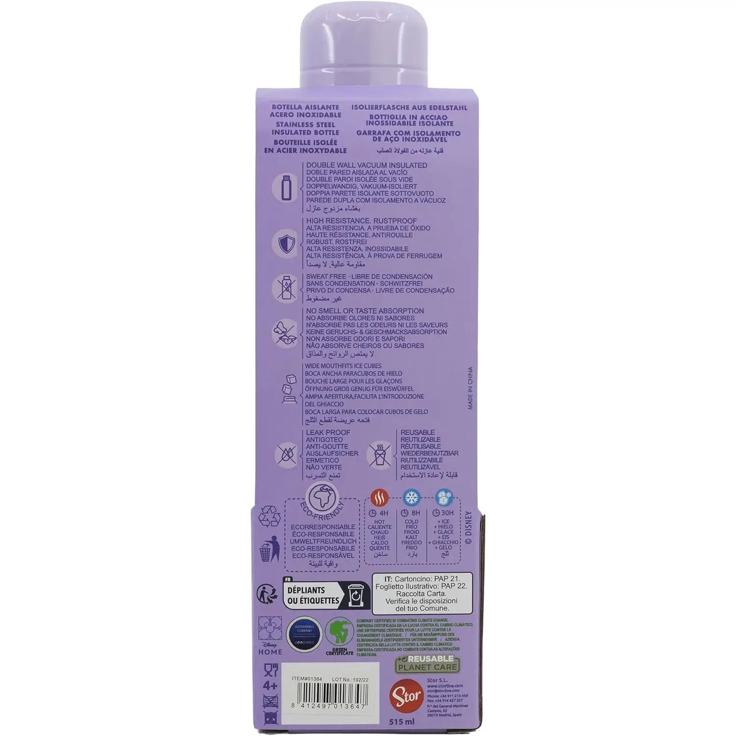 Botella termo acero inoxidable 515ml STITCH PALMS