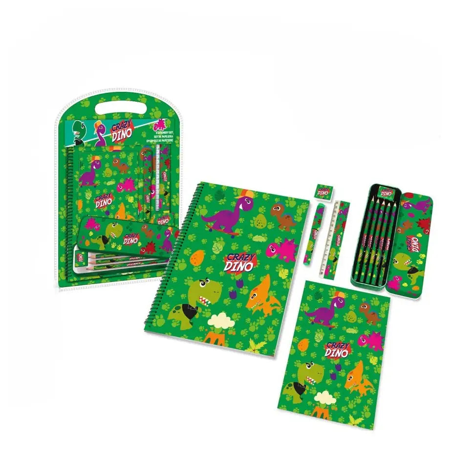 Bumper con papelería de CRAZY DINO - Material Escolar Infantil - Estuche