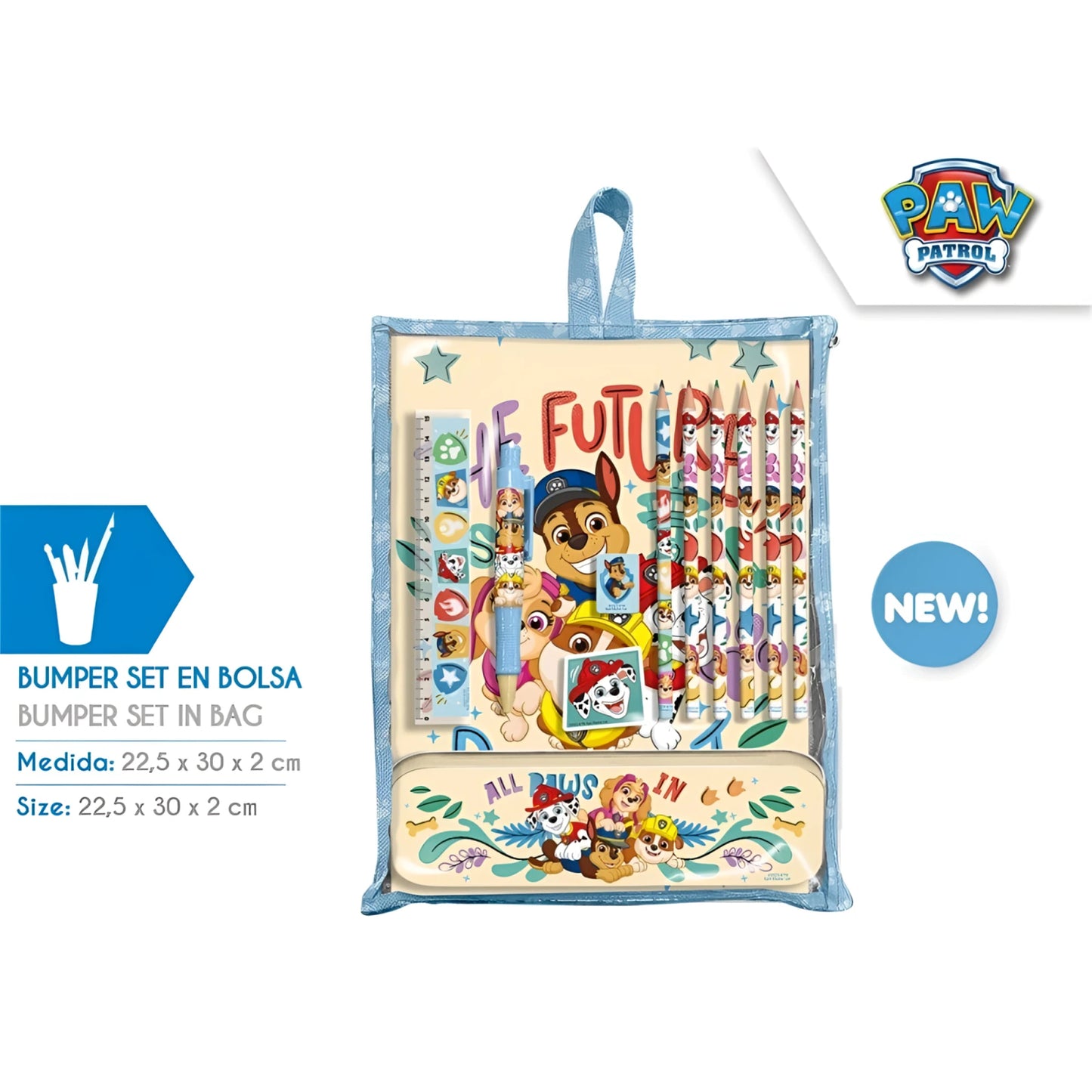 Bumper con papelería de PATRULLA CANINA - Material Escolar Infantil - Estuche
