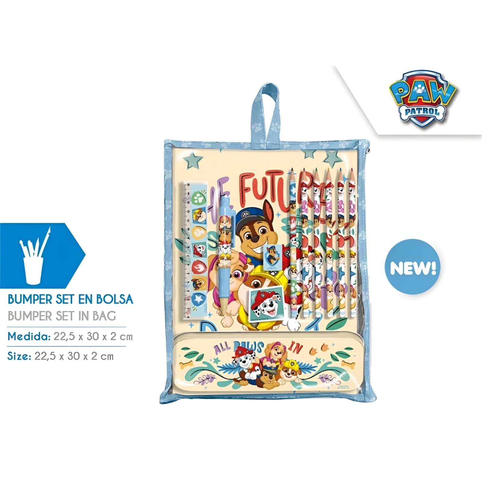 Bumper con papelería de PATRULLA CANINA - Material Escolar Infantil - Estuche