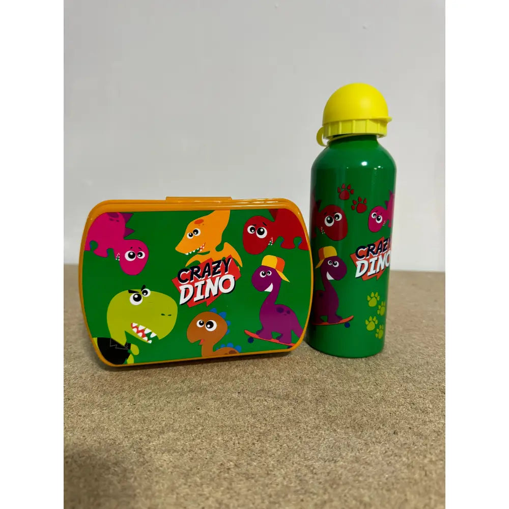 Cantimplora aluminio 500ml + Sandwichera Crazy Dino Set Botella
