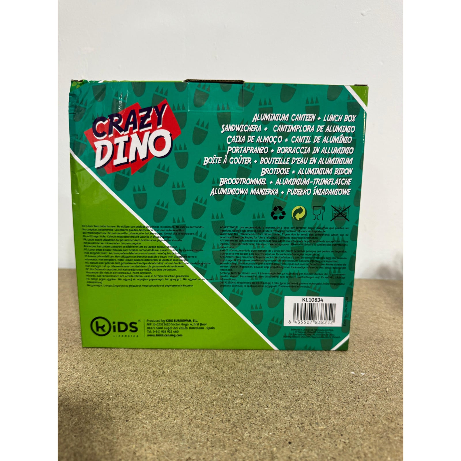 Set de cantimplora aluminio 500ml + Sandwichera Crazy Dino - Botella