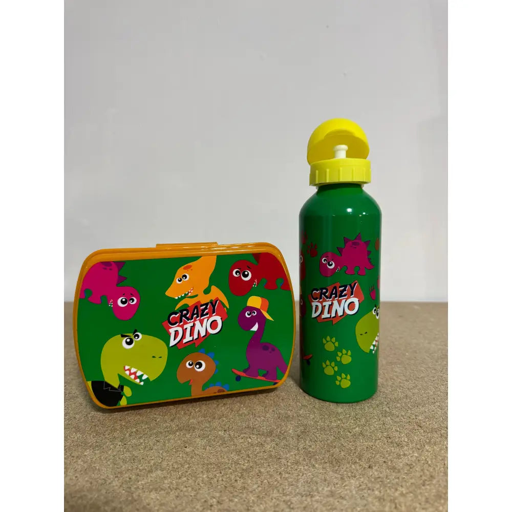 Cantimplora aluminio 500ml + Sandwichera Crazy Dino Set Botella