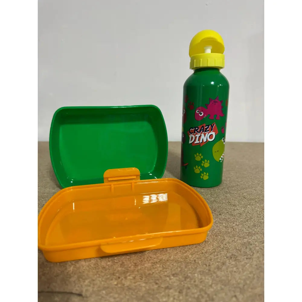 Cantimplora aluminio 500ml + Sandwichera Crazy Dino Set Botella