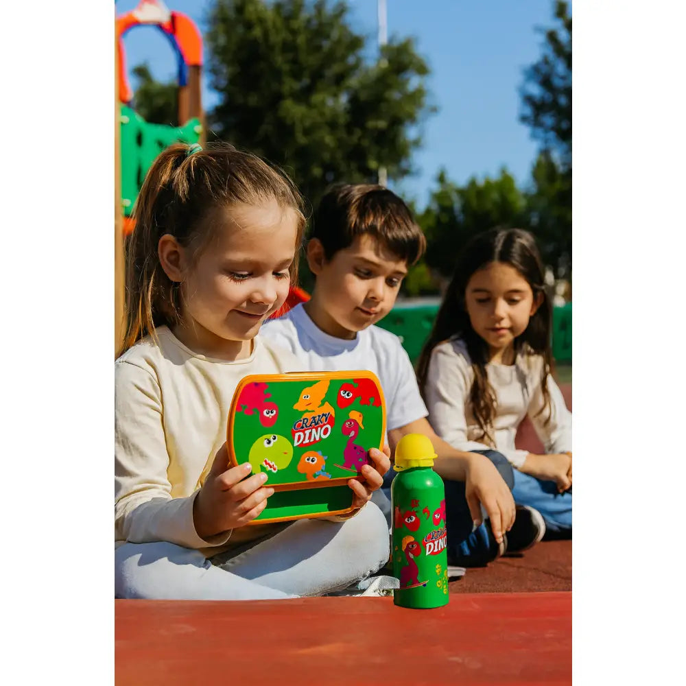 Cantimplora aluminio 500ml + Sandwichera Crazy Dino Set Botella