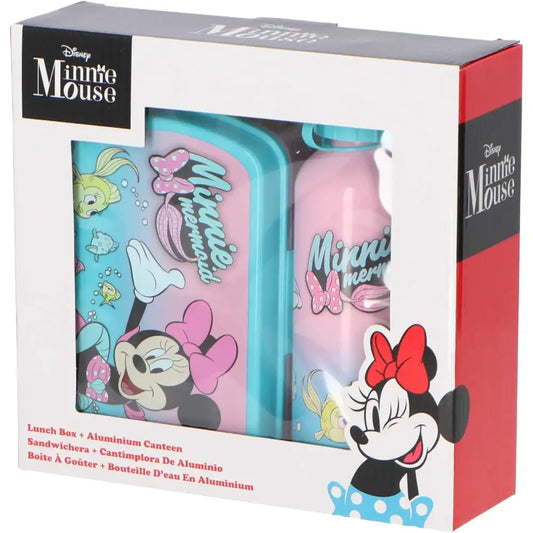 Cantimplora aluminio 500ml + Sandwichera Minnie Mouse Set Botella