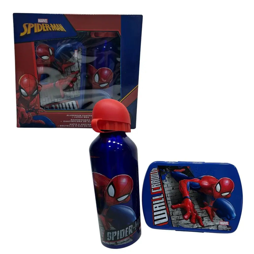 Cantimplora aluminio 500ml + Sandwichera Spiderman Set Botella