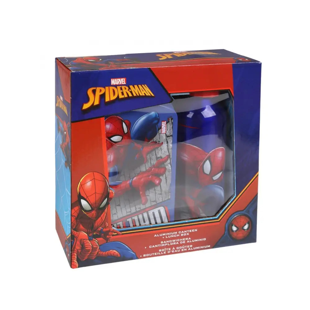 Cantimplora aluminio 500ml + Sandwichera Spiderman Set Botella
