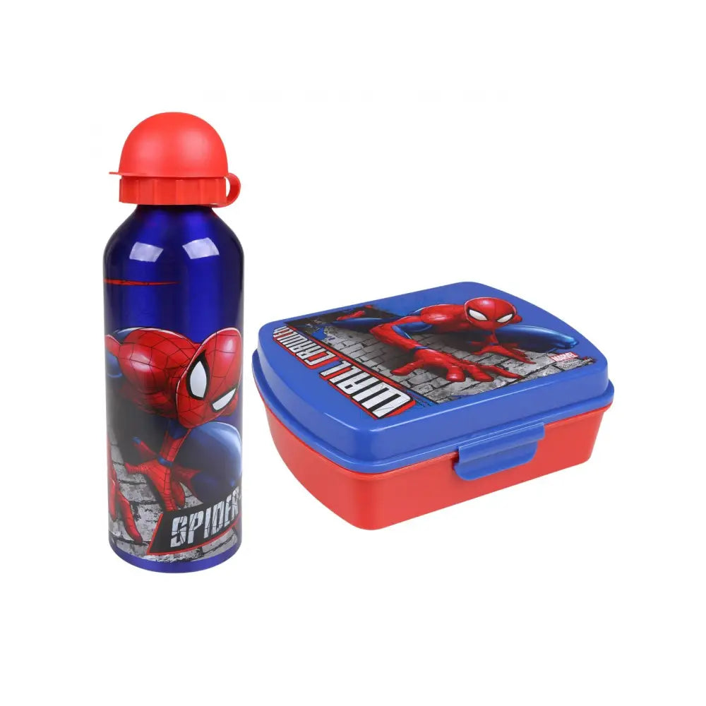 Cantimplora aluminio 500ml + Sandwichera Spiderman Set Botella