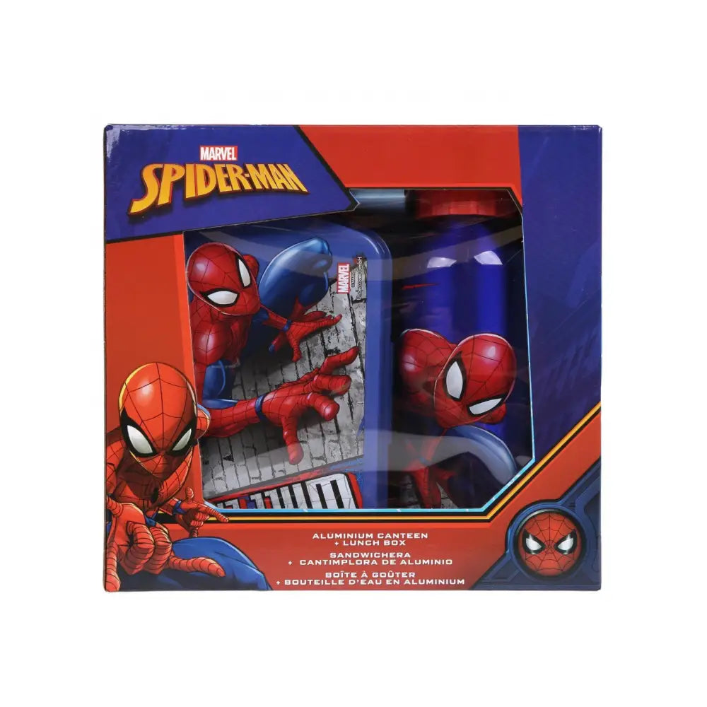Cantimplora aluminio 500ml + Sandwichera Spiderman Set Botella