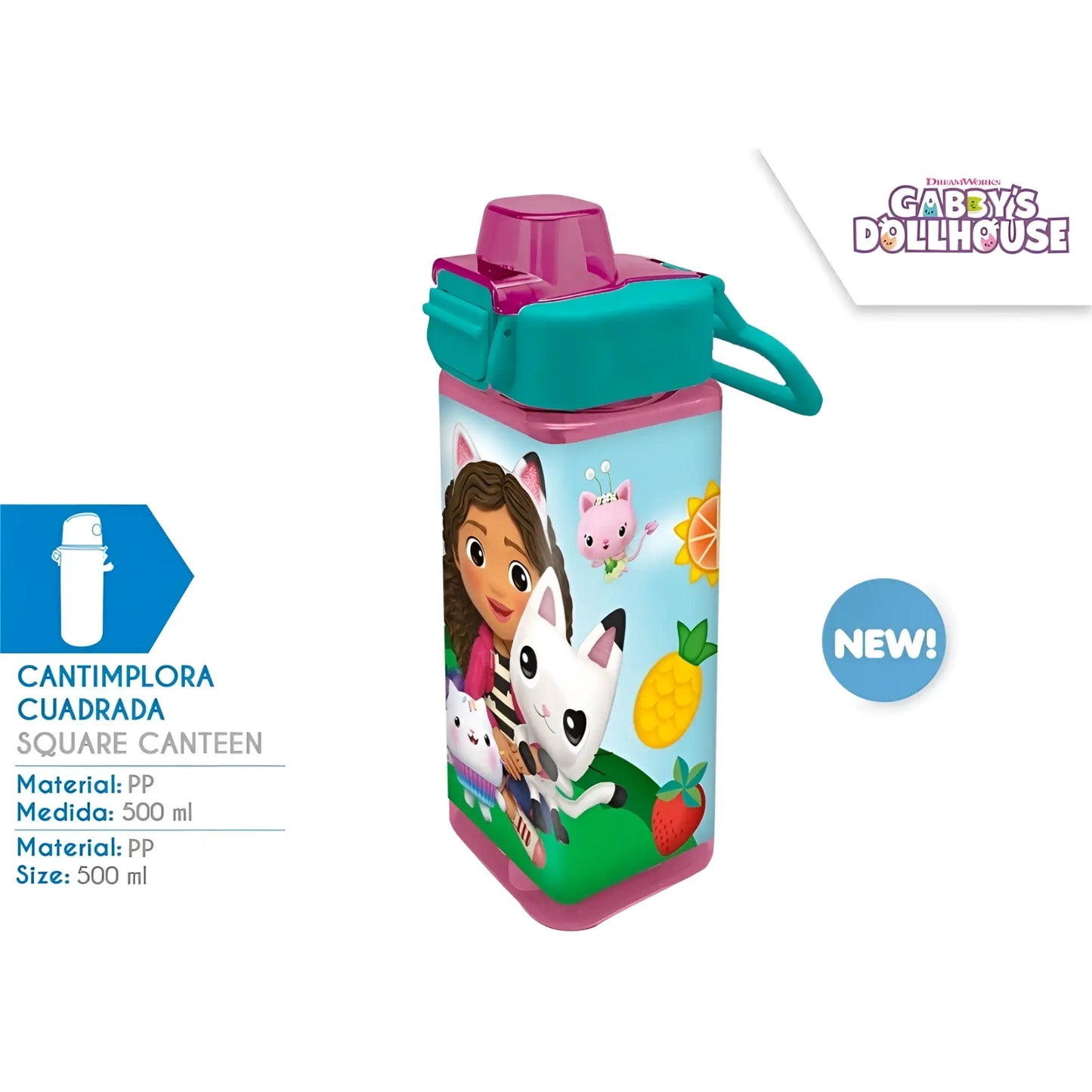 Cantimplora cuadrada GABBY´S DOLLHOUSE 500ml - Botella