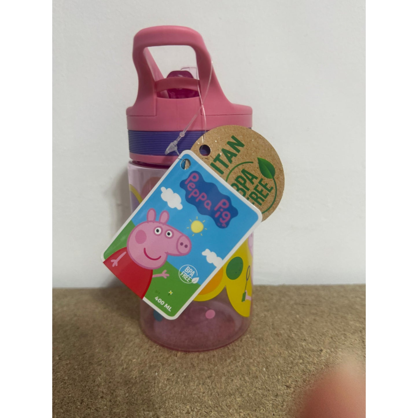 Botella cantimplora Peppa Pig 400ml con pajita- Ideal para el Cole y Parque