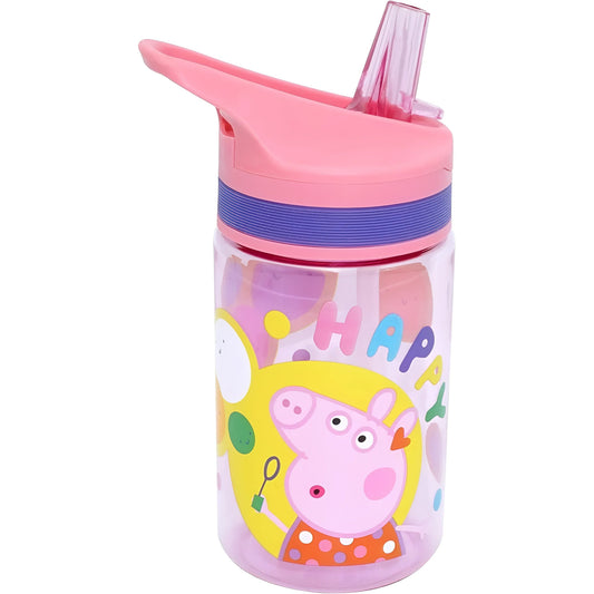 Botella cantimplora Peppa Pig 400ml con pajita- Ideal para el Cole y Parque