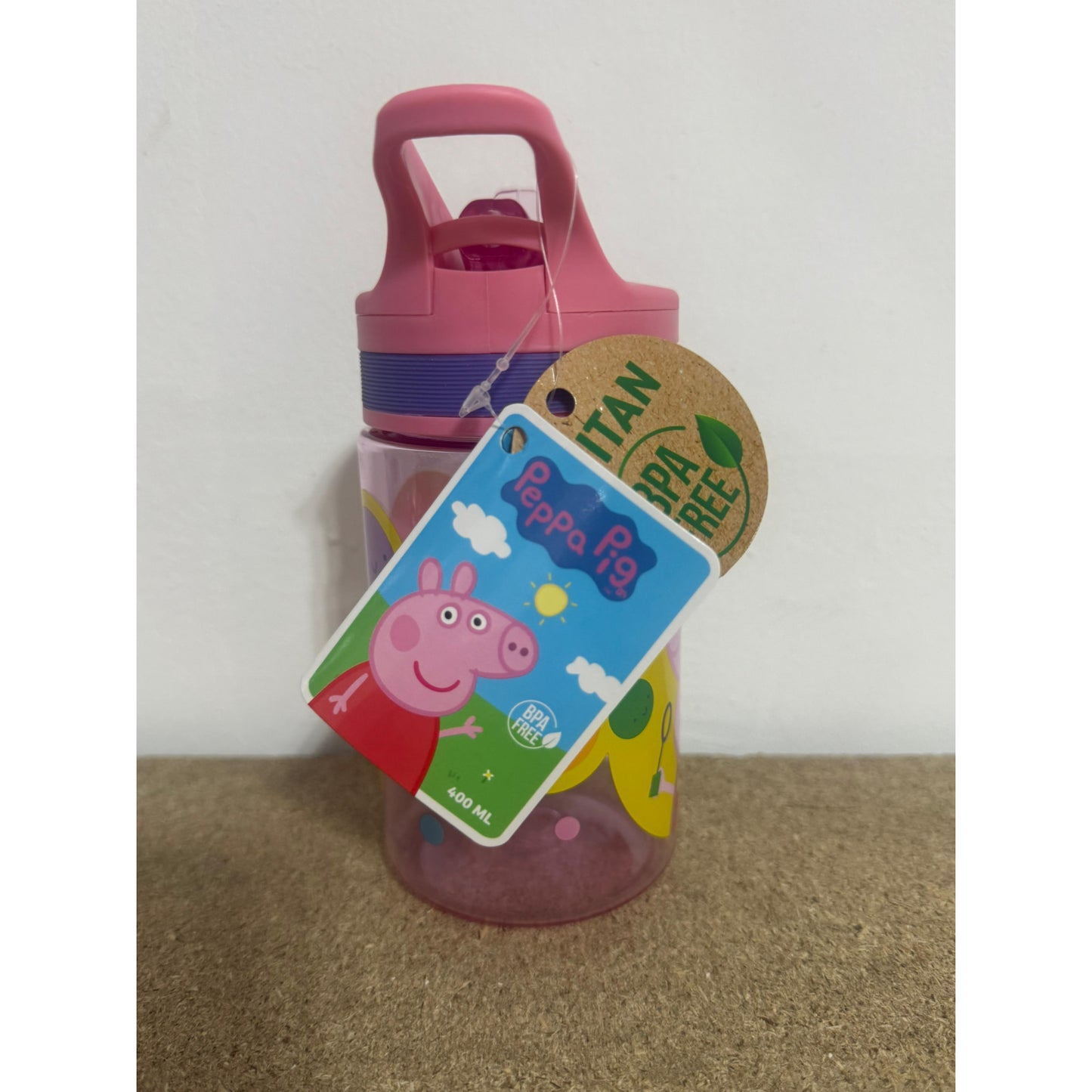 Botella cantimplora Peppa Pig 400ml con pajita- Ideal para el Cole y Parque