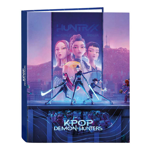Carpeta folio 4 anillas mixtas K-POP Demon Hunters - Huntrix 26,5x4x33cm tapa dura - carpeta
