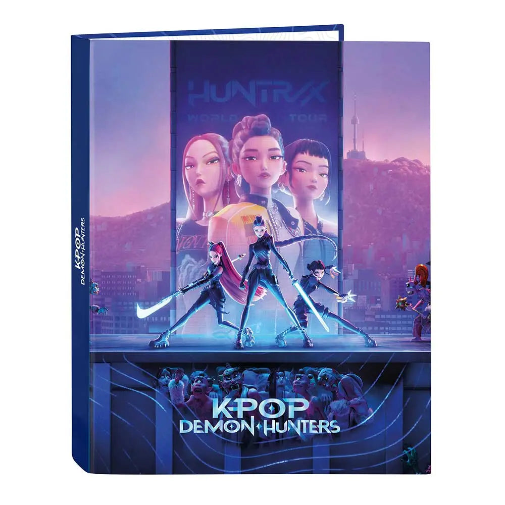 Carpeta folio 4 anillas mixtas K-POP Demon Hunters - Huntrix 26,5x4x33cm tapa dura - carpeta