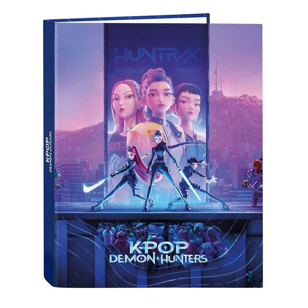 Carpeta folio 4 anillas mixtas K-POP Demon Hunters - Huntrix 26,5x4x33cm tapa dura - carpeta