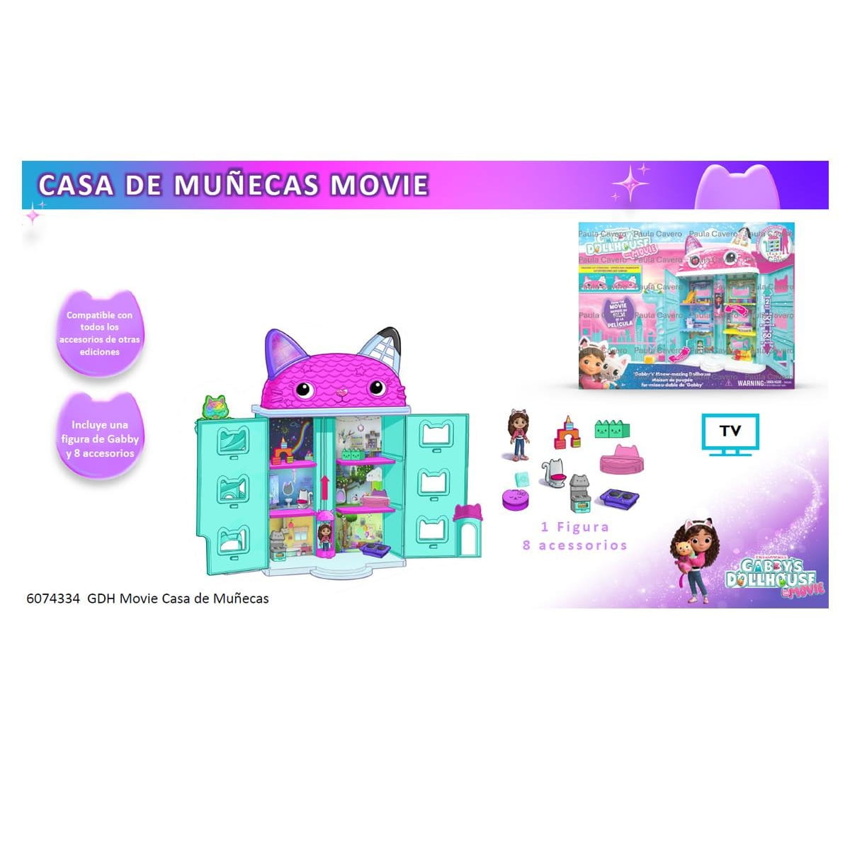Casa de Gabby´s Dollhouse que incluye 1 figura y 8 accesorios - Juguete