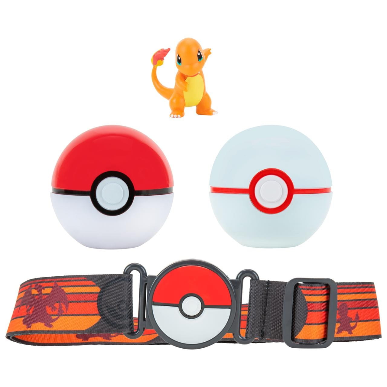 Cinturón Pokemon Clip´n go 1 figura Charmander y 2 pokeball - muñeca